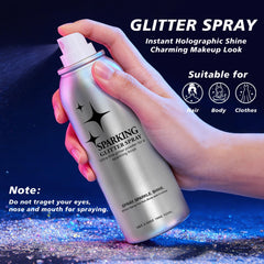 Mifeloy spray in hair demonstrating quick-dry sparkle for styles