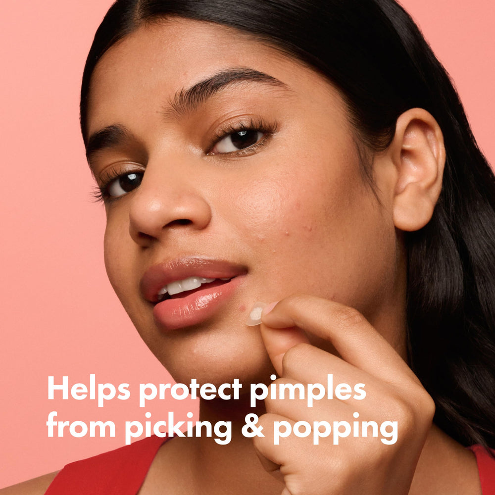 Mighty Patch applied on cheek protecting blemish and preventing picking