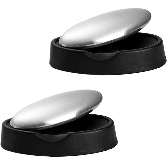 MIHEY stainless steel soap bar front view showing compact durable design and odor removal