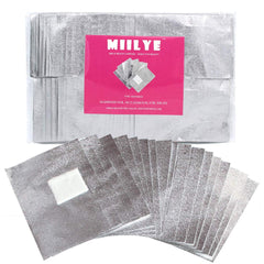 MIILYE front packaging showing 100 soak-off foil wraps and benefits