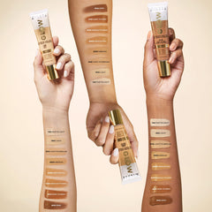 Milani application on fingertip demonstrating easy blendability and glow