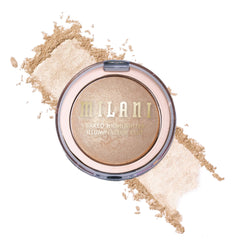 Milani baked highlighter front compact showing product and shade for effortless glow