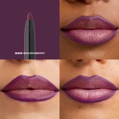 Milani Brazenberry tip close-up revealing creamy glide and precise control benefit