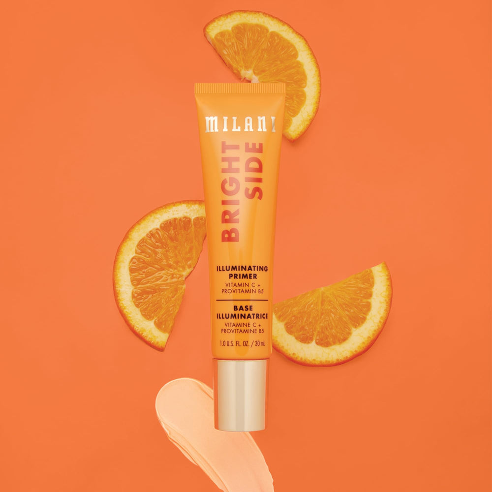 Milani Bright Side tube detail and cap highlighting portability and convenience