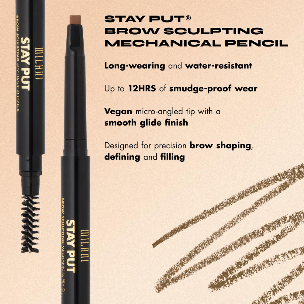 Milani spoolie detail demonstrating blending action for natural, groomed brows