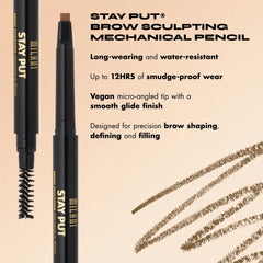 Milani spoolie detail demonstrating blending action for natural, groomed brows
