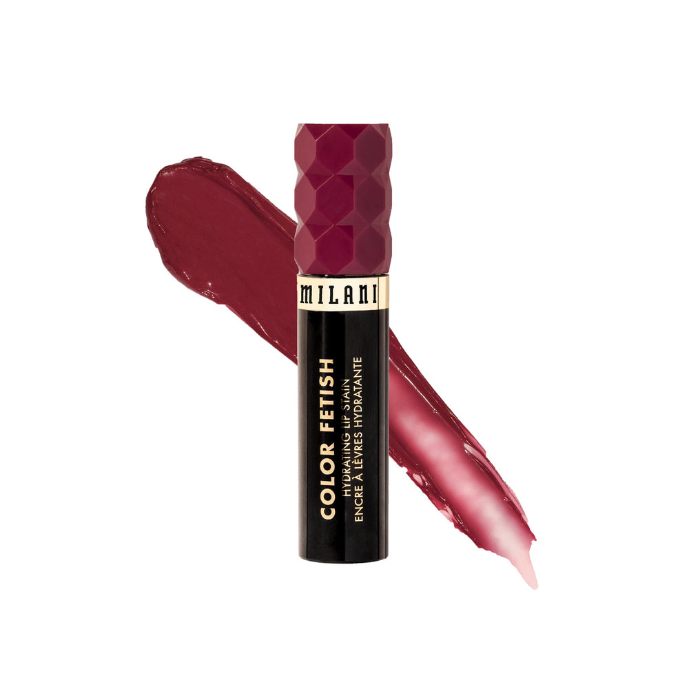 Milani tube front showing Bitten Berry shade and glossy benefit