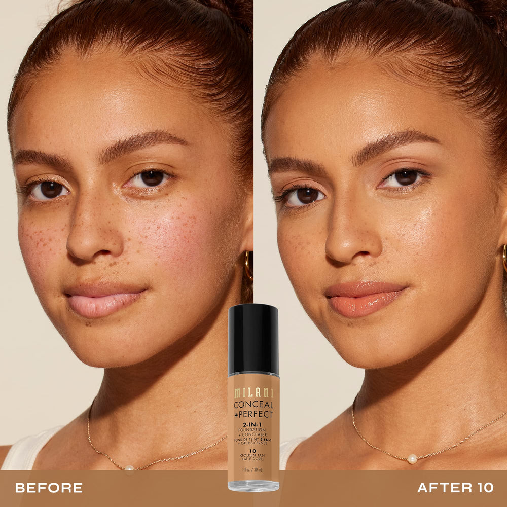 Milani pump with creamy foundation texture visible, demonstrating blendable, buildable coverage