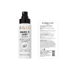 Milani dewy spray side profile with cap demonstrating compact travel-friendly design