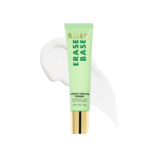 Milani Erase Base front packaging showing bottle and label benefits