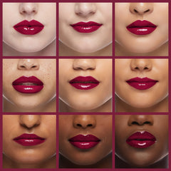 Milani gorgeous lip on model demonstrates wearable matte finish benefit