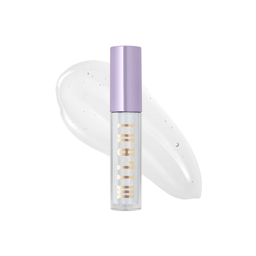 Milani gloss applied on model showcasing luminous shine for camera-ready lips benefit