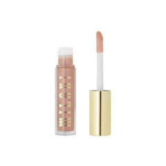 Milani before-and-after lips showing fuller-looking, smoother lip appearance