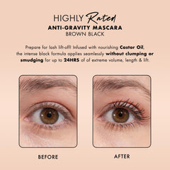 Milani hourglass brush close-up coating each lash for lift