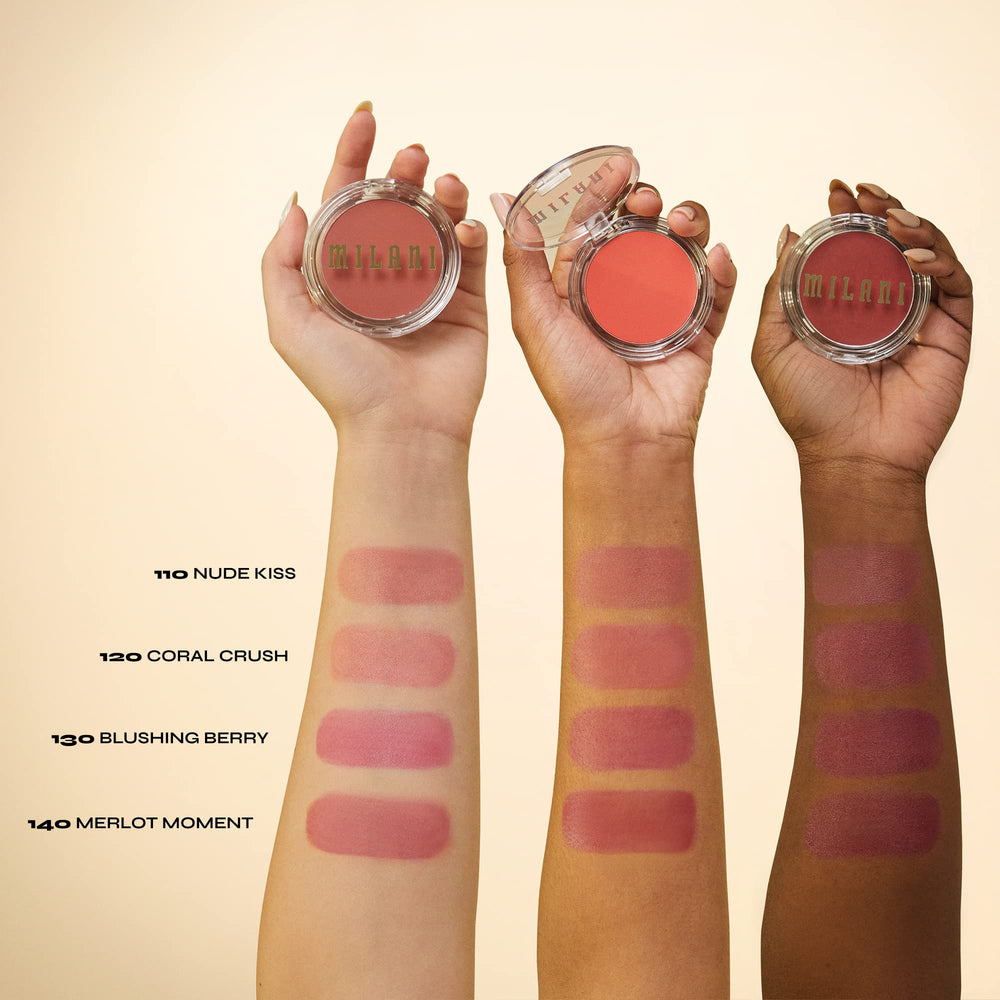 Milani applying blush with finger showing seamless skin-like application