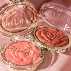 Milani Romantic Rose cheek before and after illustrating natural rosy enhancement