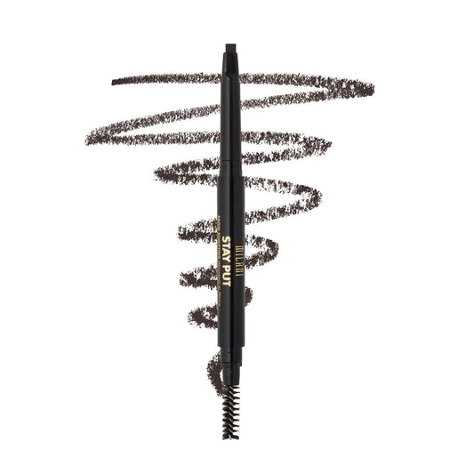 Milani brow pencil front view showing sleek packaging and shade Espresso benefit precise application
