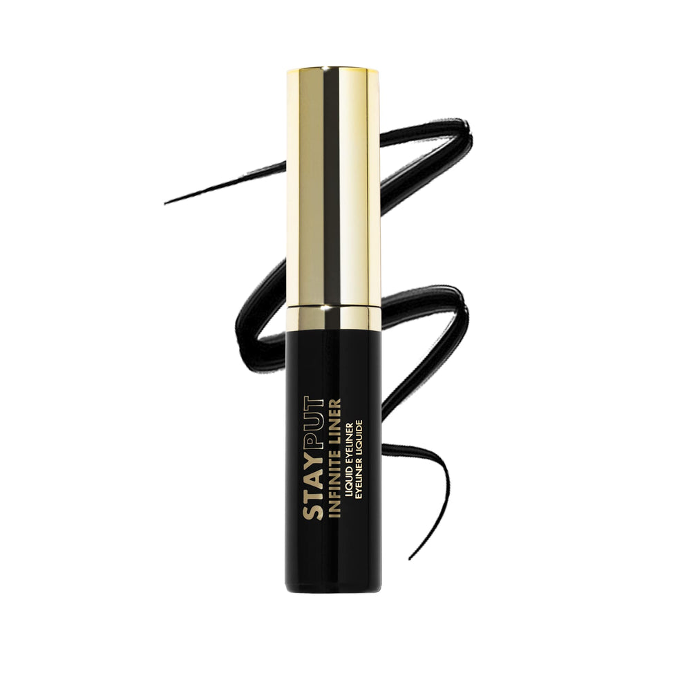Milani eyeliner front packaging showing sleek tube and bold black shade benefit long wear