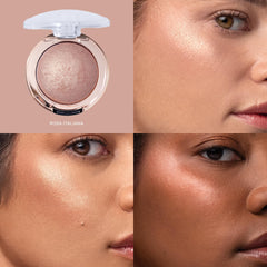 Milani swatch on skin showing rose-gold sheen and natural radiance benefit