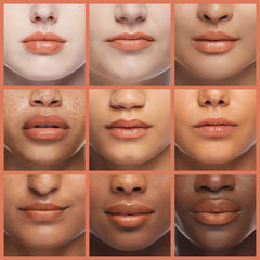 Milani gloss applied on lips demonstrating glossy finish and fuller look benefit