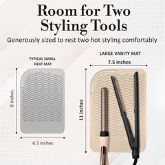 Milaya Beauty mat holding two hot styling tools securely