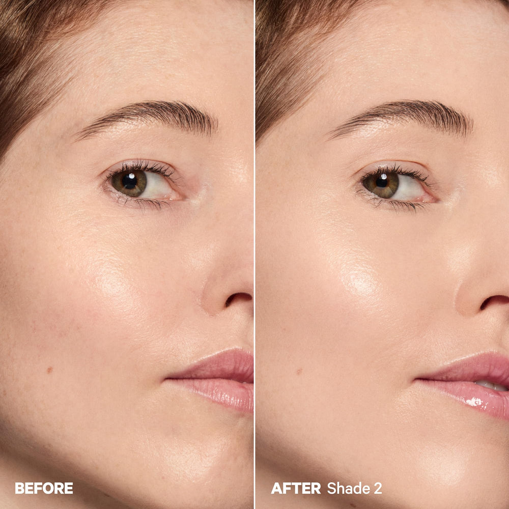 Milk Makeup being blended with fingers on cheek, showing seamless, skin-like finish