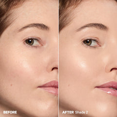 Milk Makeup being blended with fingers on cheek, showing seamless, skin-like finish