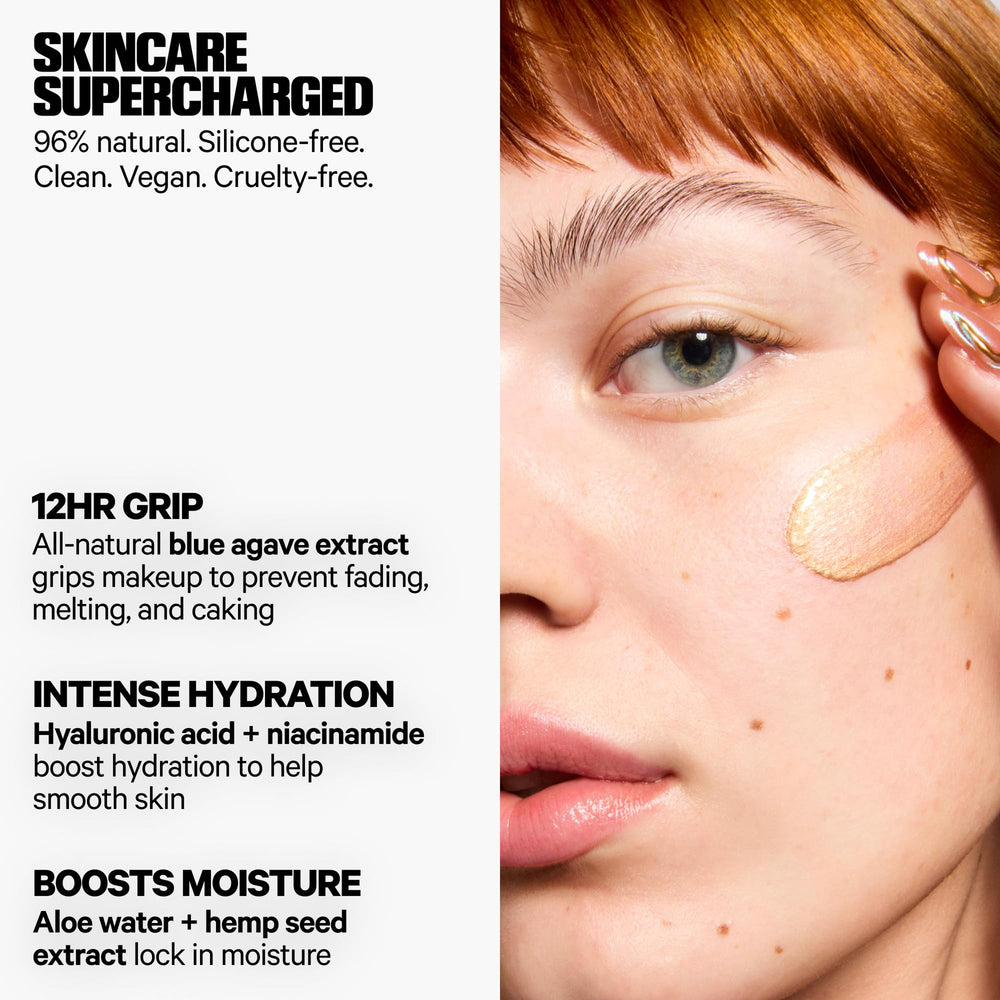 Milk Makeup pearlescent finish detail revealing subtle golden shimmer for luminous skin