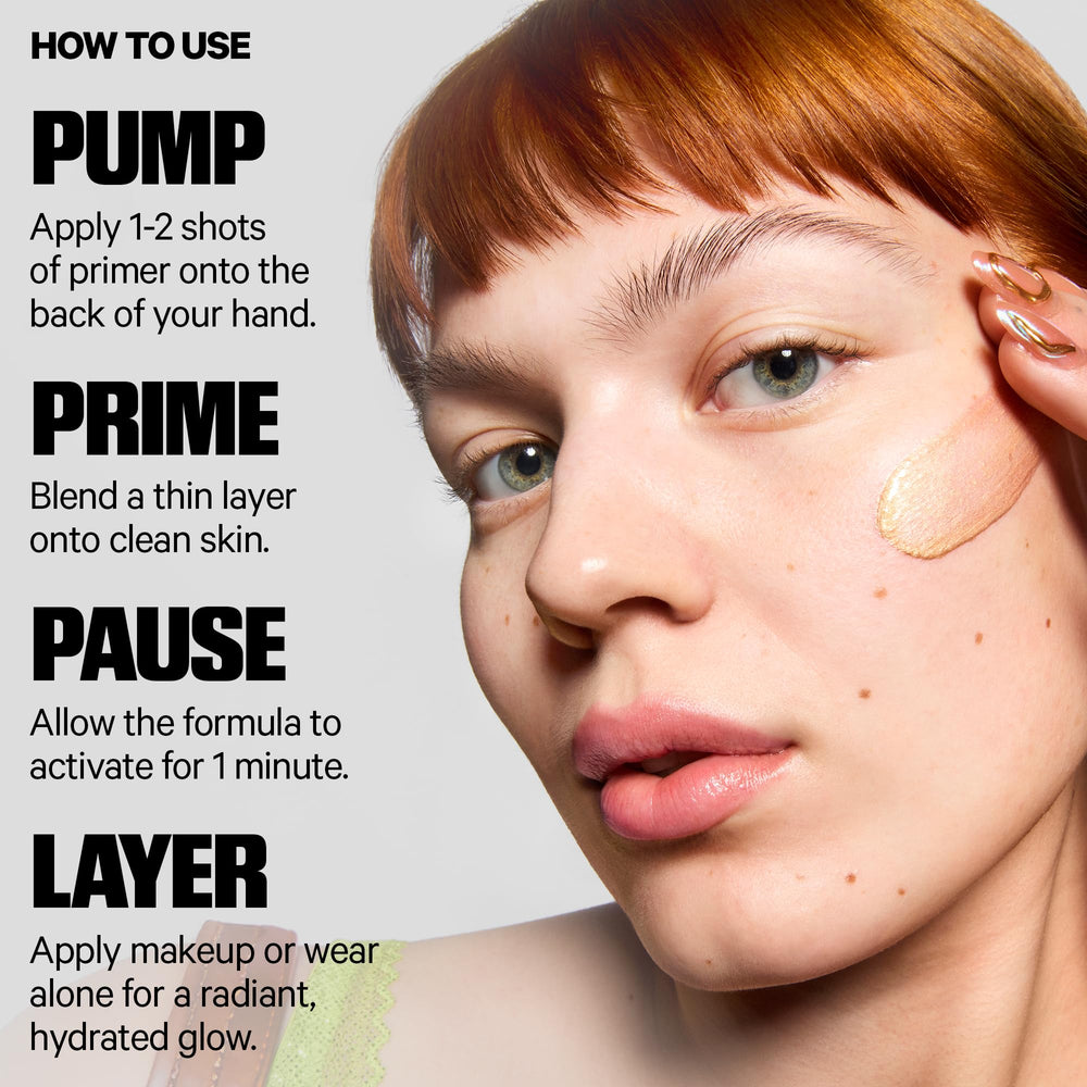 Milk Makeup primer under foundation showing improved blend and longer-lasting makeup