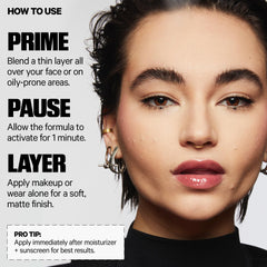 Milk Makeup before and after split-face showing reduced shine benefit