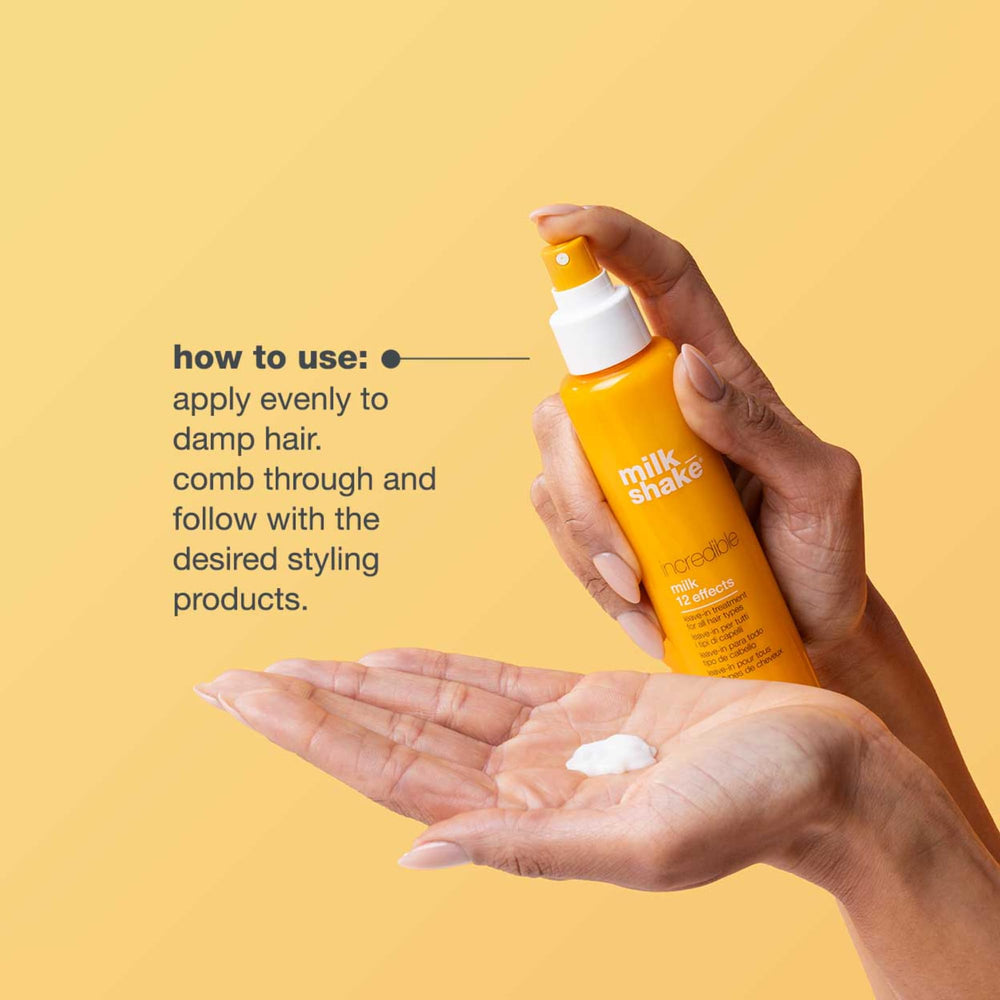 milk_shake being applied to damp hair for detangling and protection