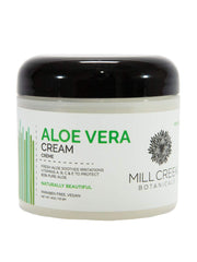 Mill Creek aloe vera cream front label showing 4 oz and benefits
