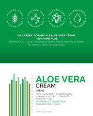 Mill Creek aloe vera cream open cap showing creamy gel–easy dispensing
