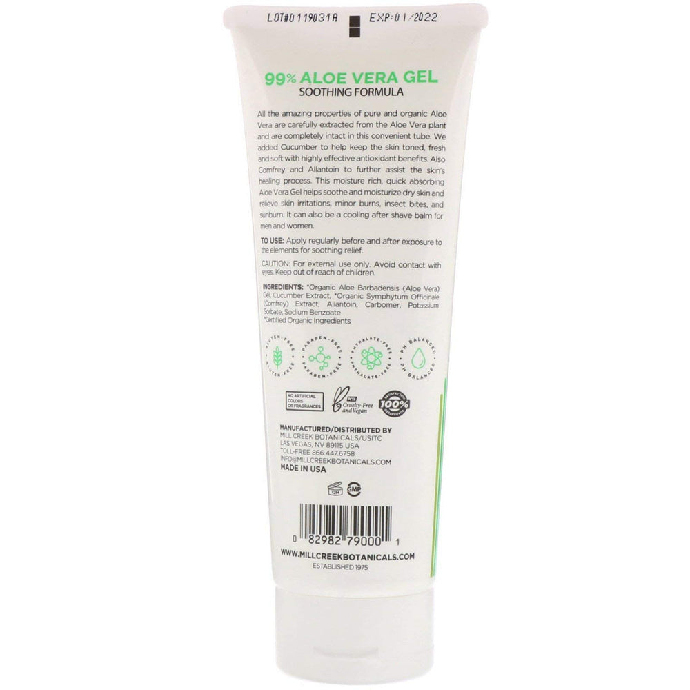 Mill Creek clear gel texture close-up demonstrating lightweight, fast-absorbing hydration