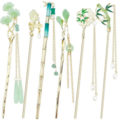 Milovgvset front packaging showing six decorative hair sticks, convenient set