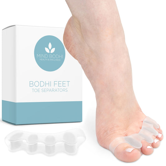 Mind Bodhi front view of clear toe separators showing shape and comfort