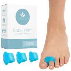 Mind Bodhi front packaging showing four blue toe separators and benefits