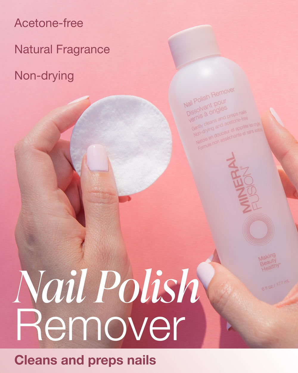 Mineral Fusion liquid drop texture close-up showing gentle non-drying formula