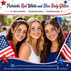 miniling hair streaks in red white blue showing bold highlights