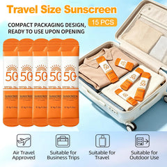 Miniling single sachet close-up displaying compact travel sunscreen and easy-tear seal