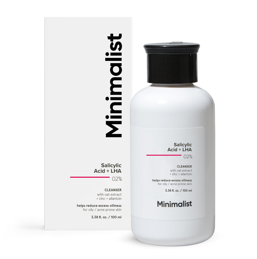 Minimalist front label showing product name and benefits for clear skin