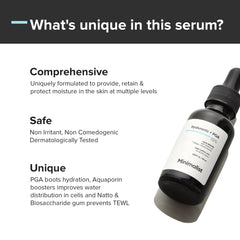 Minimalist close-up texture of clear serum, shows lightweight, fast-absorbing consistency