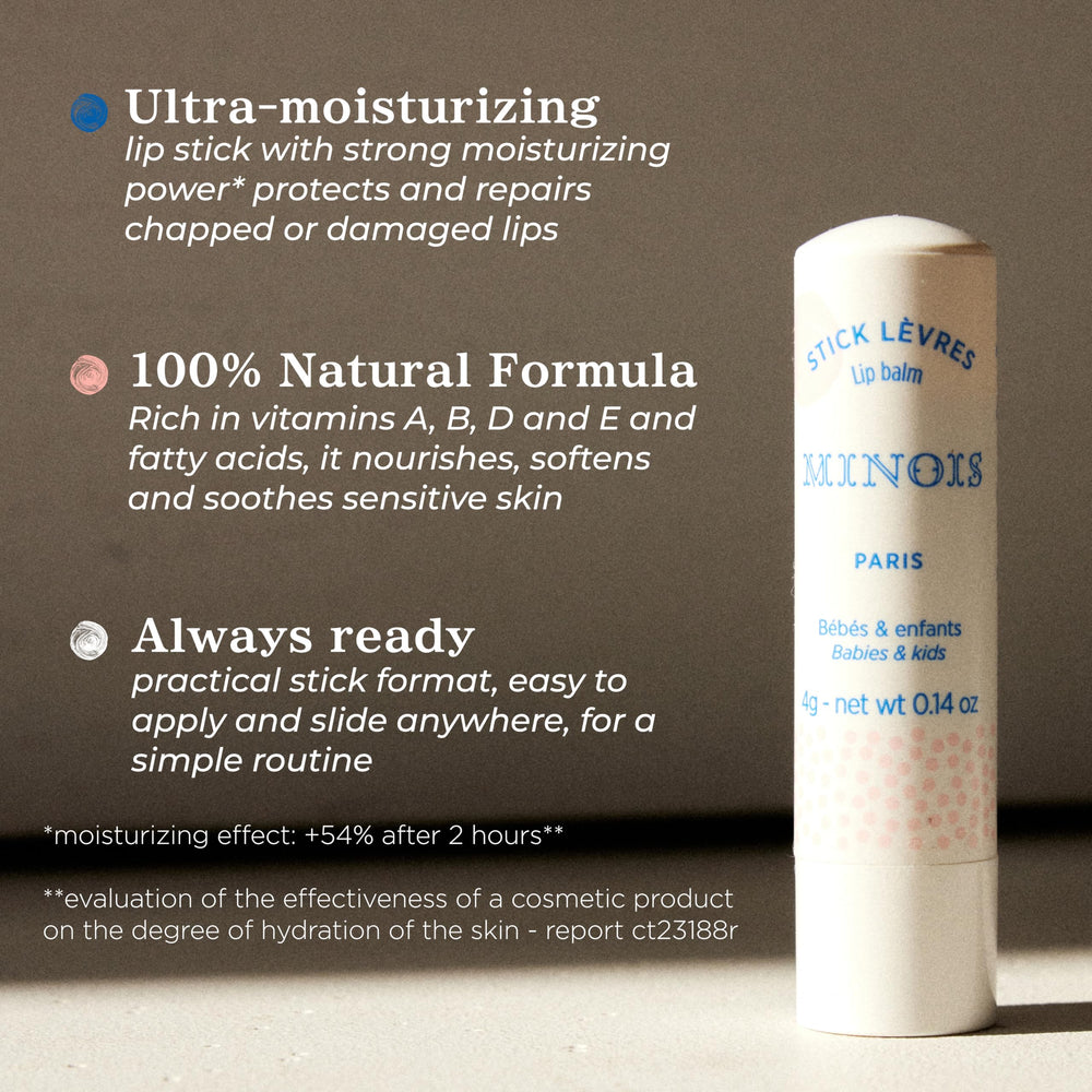 MINOIS rice wax close-up showing protective barrier for delicate lips