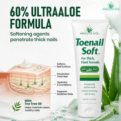 miracle of aloe applying cream to toenail demonstrating gentle softening benefit