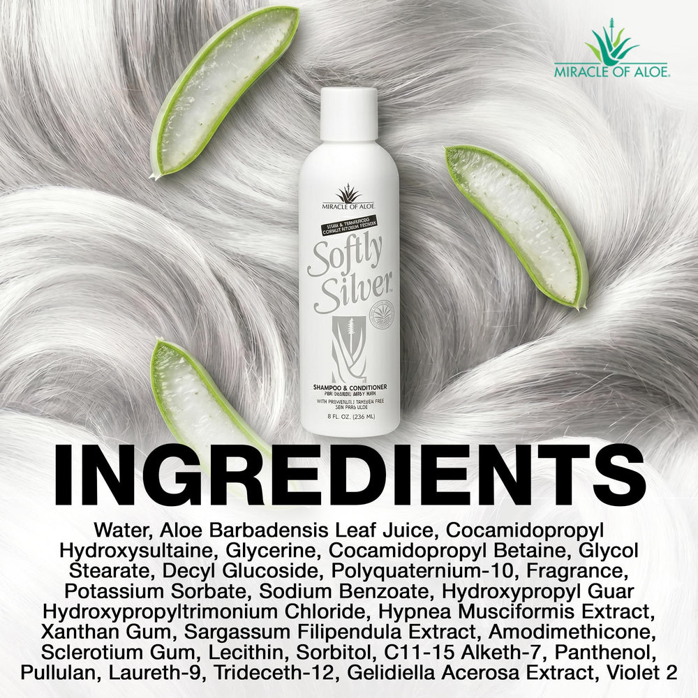 Miracle of Aloe side-by-side before and after toning showing reduced brassiness