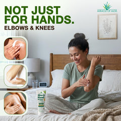 Miracle of Aloe spread on elbow demonstrating versatile rough-skin repair