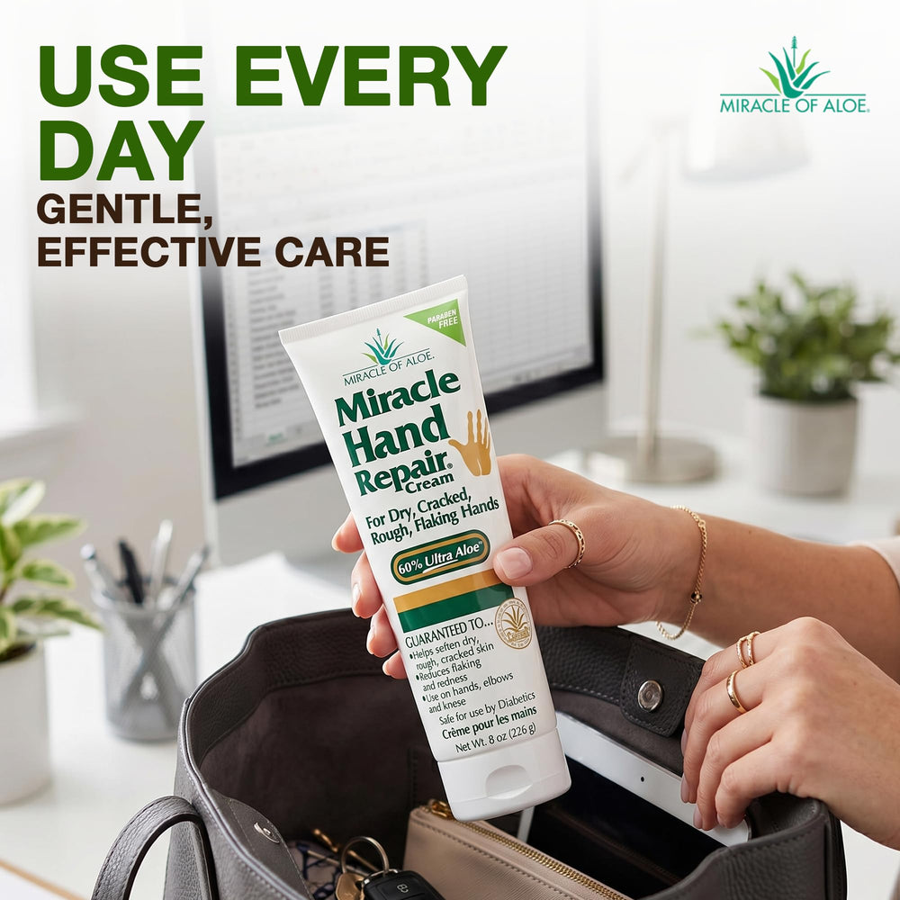 Miracle of Aloe used by a nurse showing hard-working hands protection
