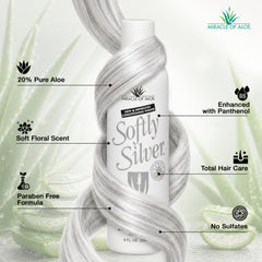 Miracle of Aloe shampoo pouring from bottle into hand for easy application