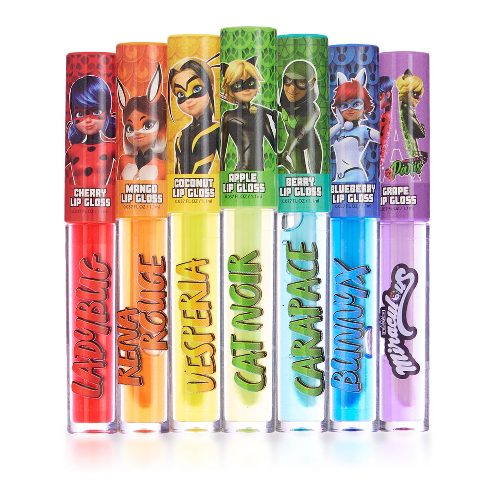 Miraculous front packaging showing seven tubes and colorful characters, brand appeal