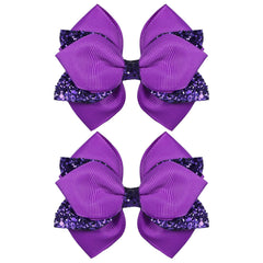 Miroksh front view of dark purple glitter bow showing polished styling benefit